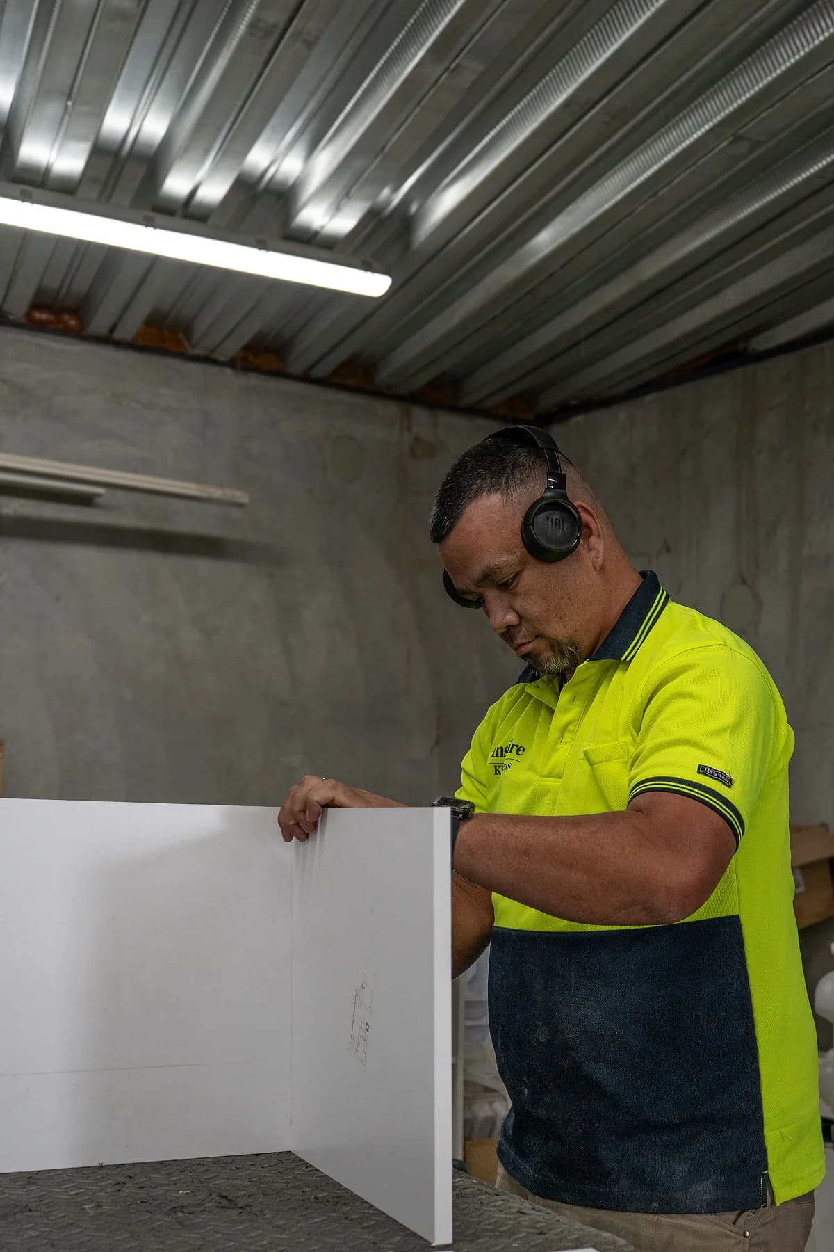 Inspire Kitchens workshop team finishing custom joinery